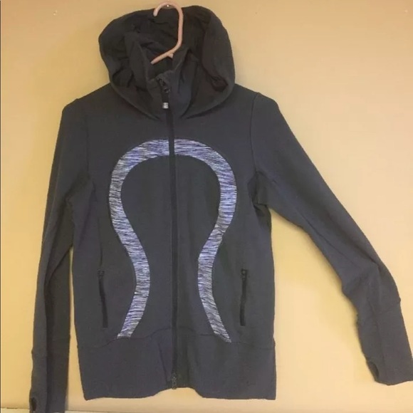 lululemon athletica Tops - lululemon athletica Black Zip-Up Hoodie with Heathered Purple Logo